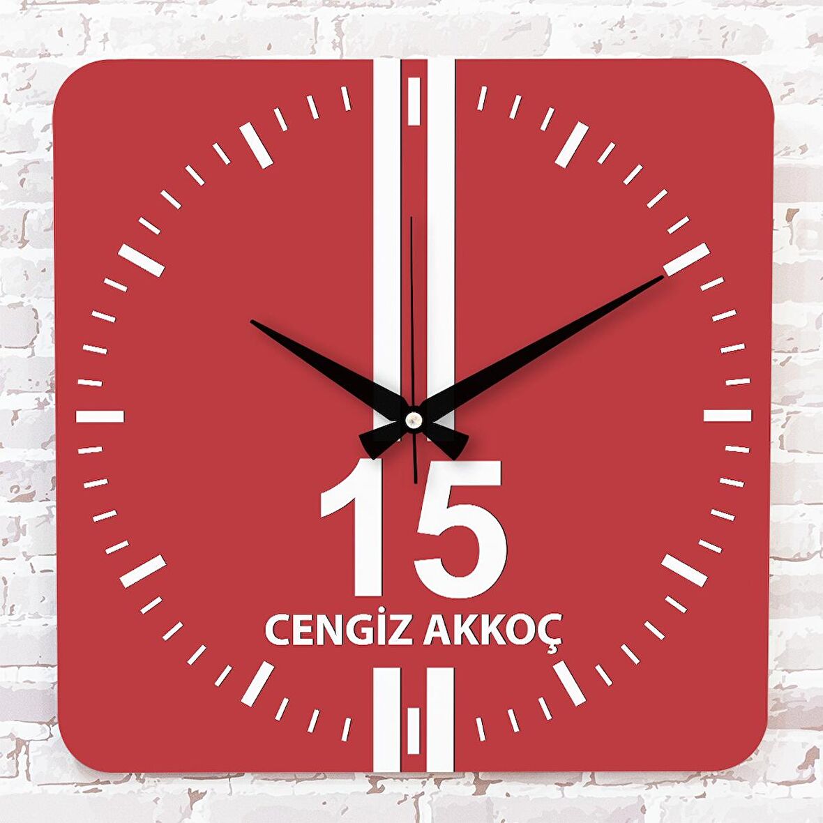Kırmızı & Beyaz Burdurlulara Özel Ahşap Saat 33cm KA01-1566