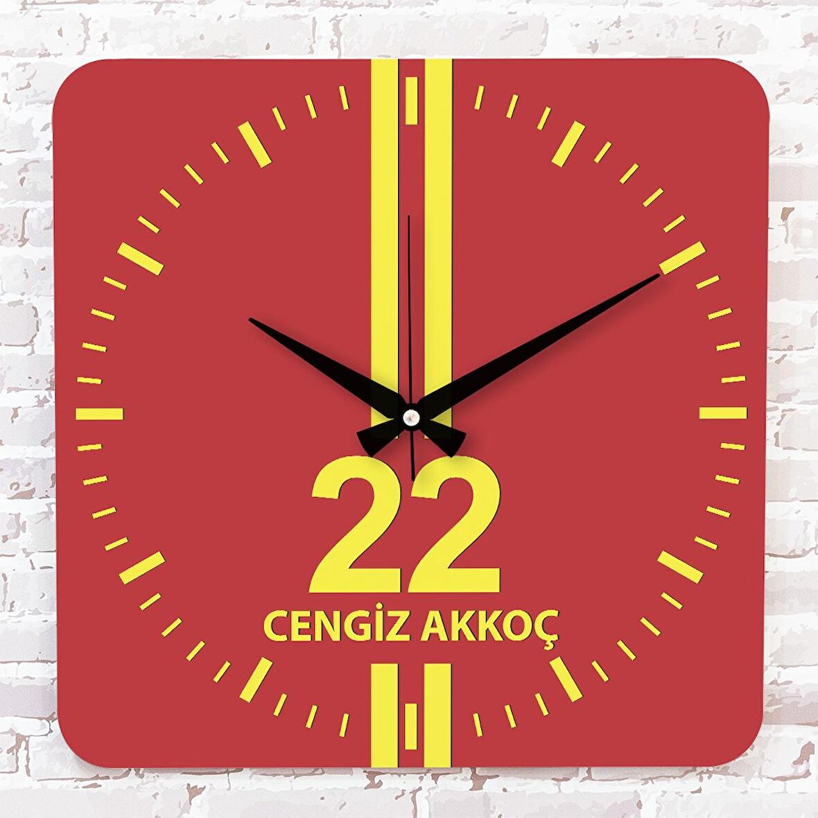 Sarı & Kırmızı Edirnelilere Özel Ahşap Saat 33cm KA01-1573