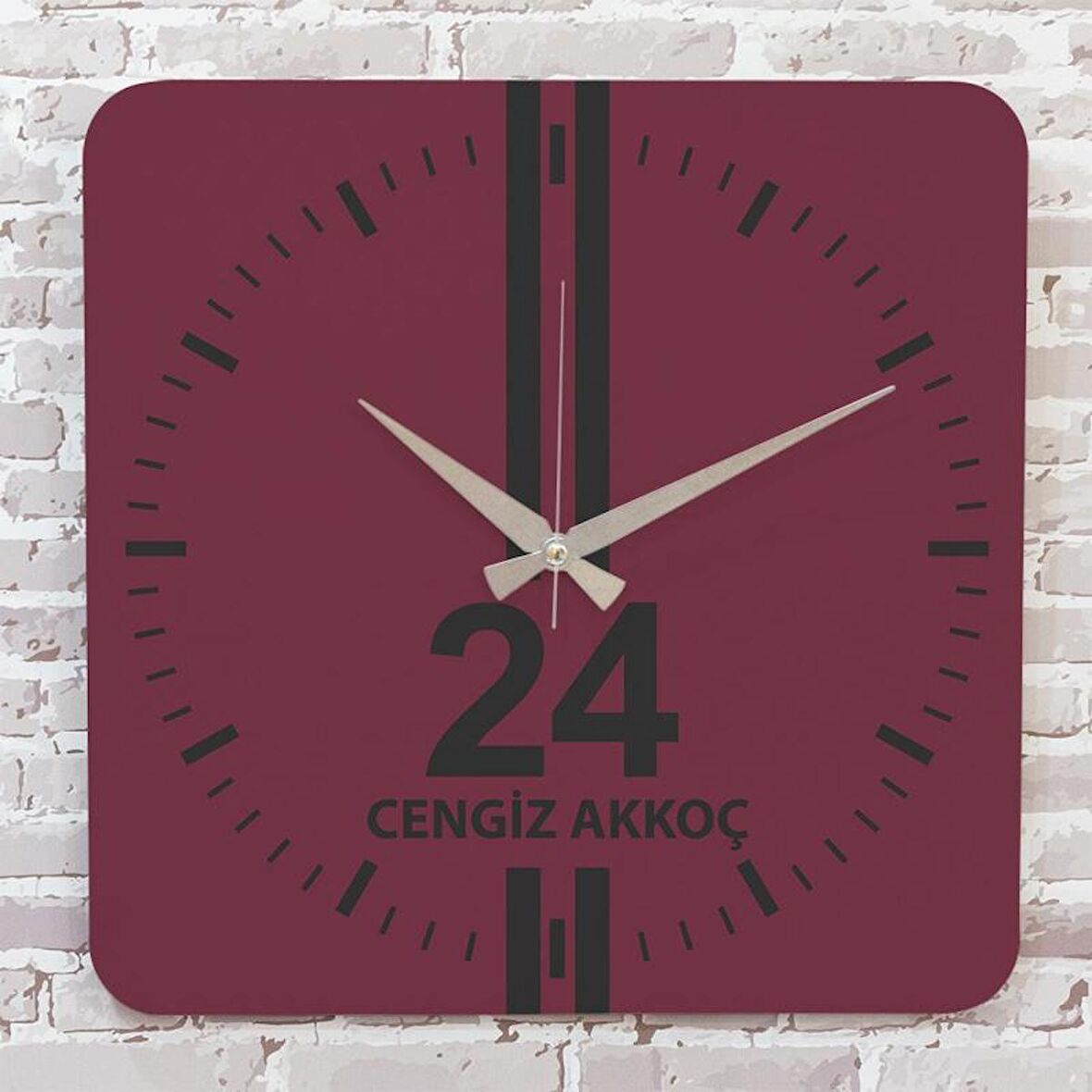 Kırmızı & Siyah Erzincanlılara Özel Ahşap Saat 33cm KA01-1575