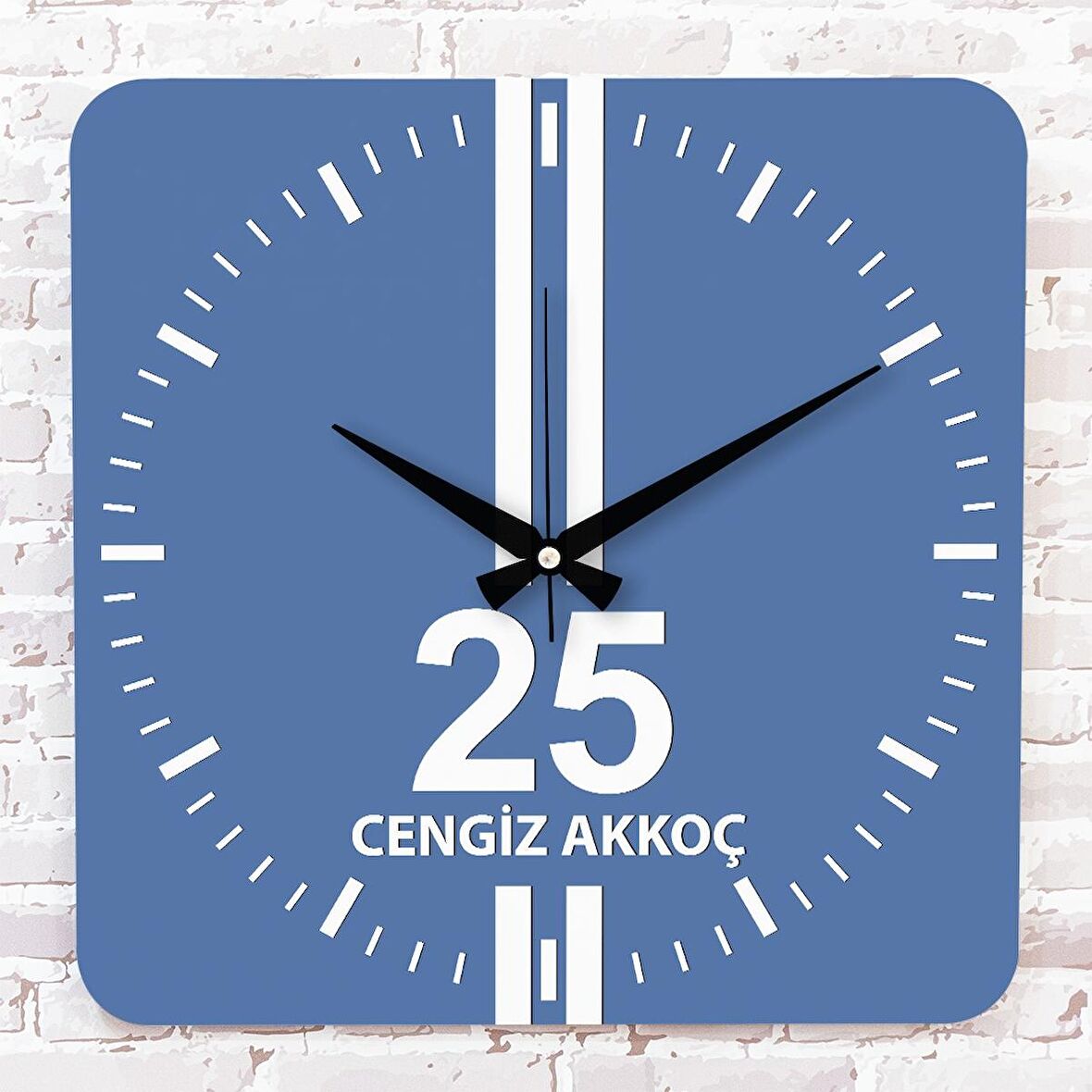 Mavi & Beyaz Erzurumlulara Özel Ahşap Saat 33cm KA01-1576