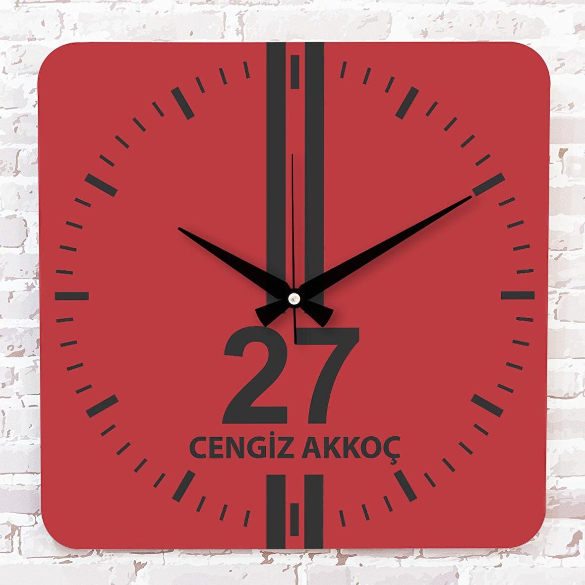 Kırmızı & Siyah Gazianteplilere Özel Ahşap Saat 33cm KA01-1578