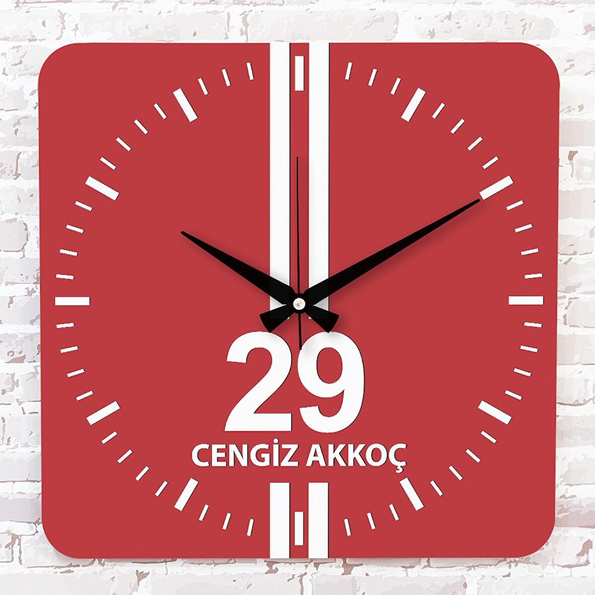 Kırmızı & Beyaz Gümüşhanelilere Özel Ahşap Saat 33cm KA01-1580