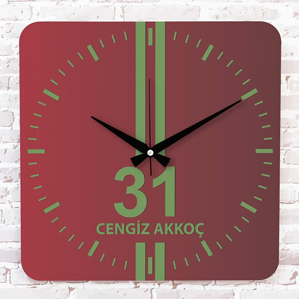 Kırmızı & Yeşil Hataylılara Özel Ahşap Saat 33cm KA01-1582