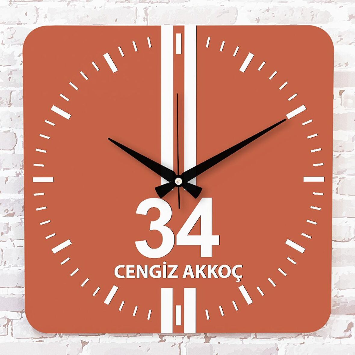 Turuncu & Beyaz İstanbullulara Özel Ahşap Saat 33cm KA01-1585