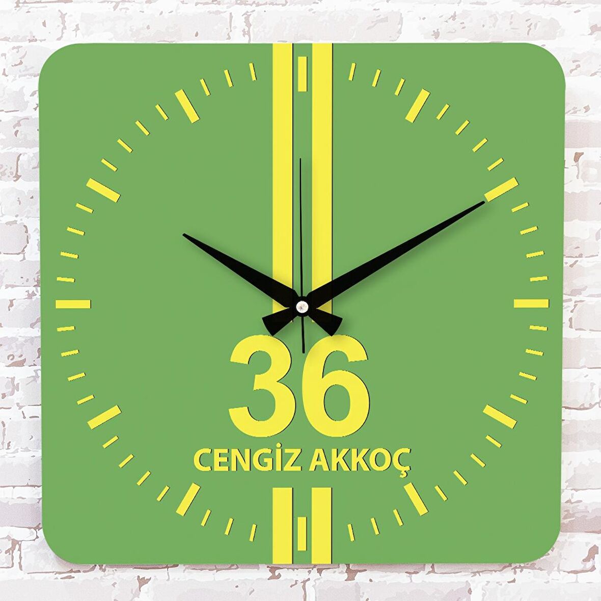 Sarı & Yeşil Karslılara Özel Ahşap Saat 33cm KA01-1591