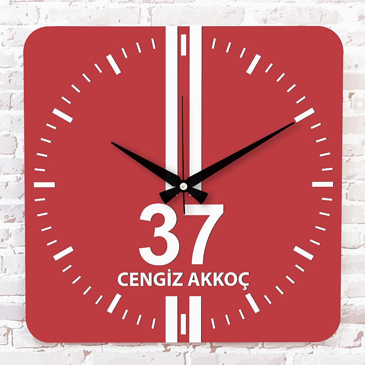Kırmızı & Beyaz Kastamonululara Özel Ahşap Saat 33cm KA01-1592
