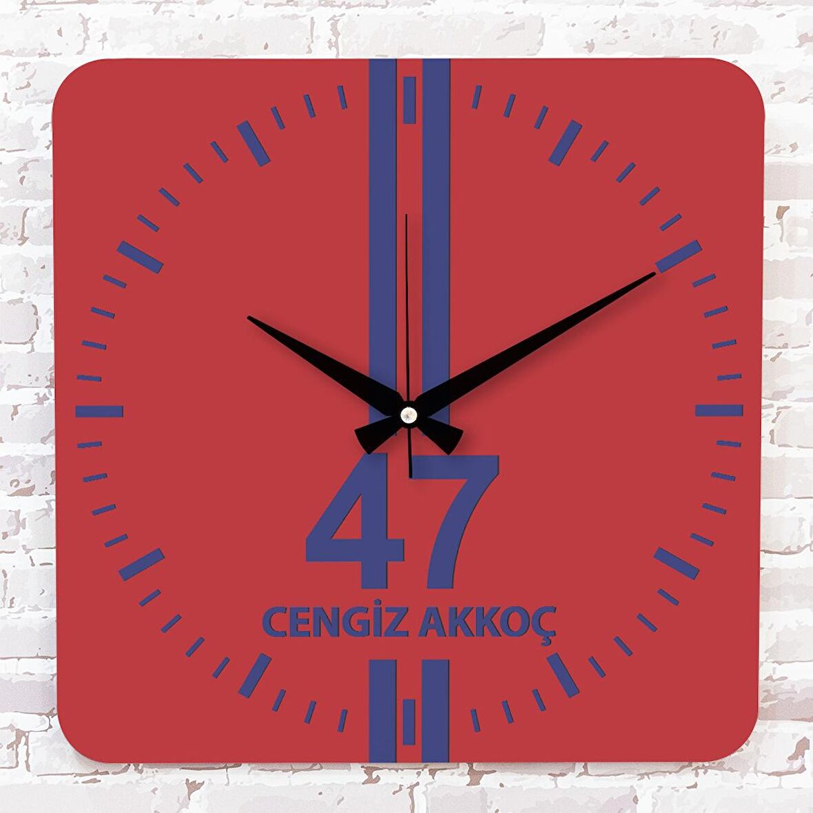 Kırmızı & Lacivert Mardinlilere Özel Ahşap Saat 33cm KA01-1603