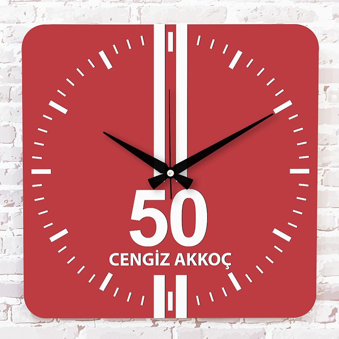 Kırmızı & Beyaz Nevşehirlilere Özel Ahşap Saat 33cm KA01-1606