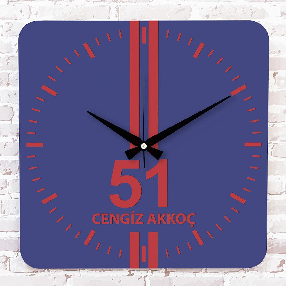 Kırmızı & Mavi Niğdelilere Özel Ahşap Saat 33cm KA01-1607