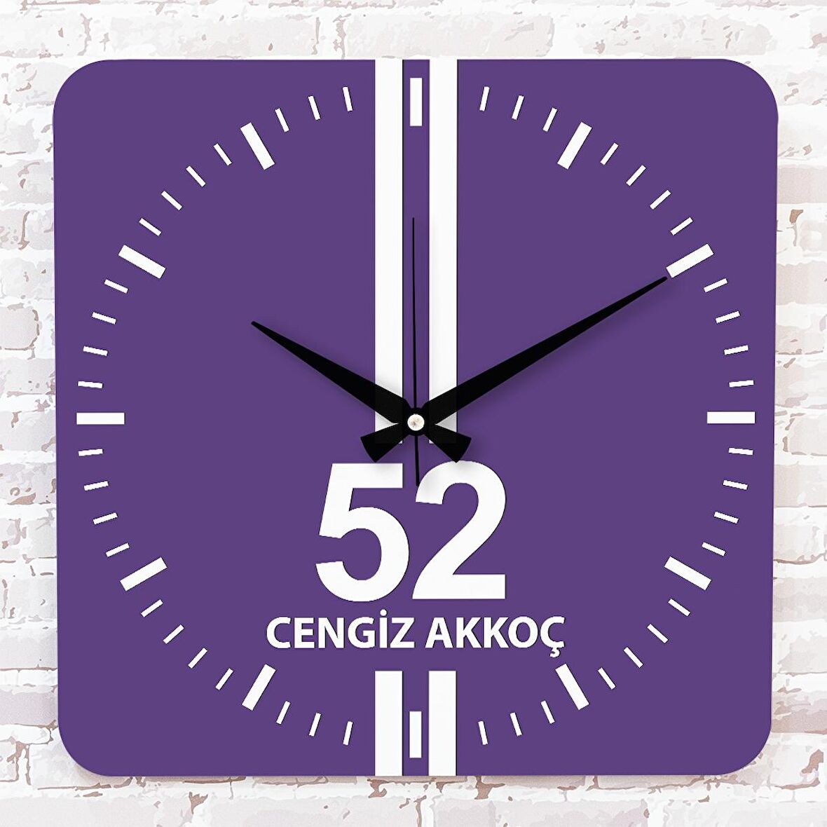 Mor & Beyaz Ordululara Özel Ahşap Saat 33cm KA01-1608
