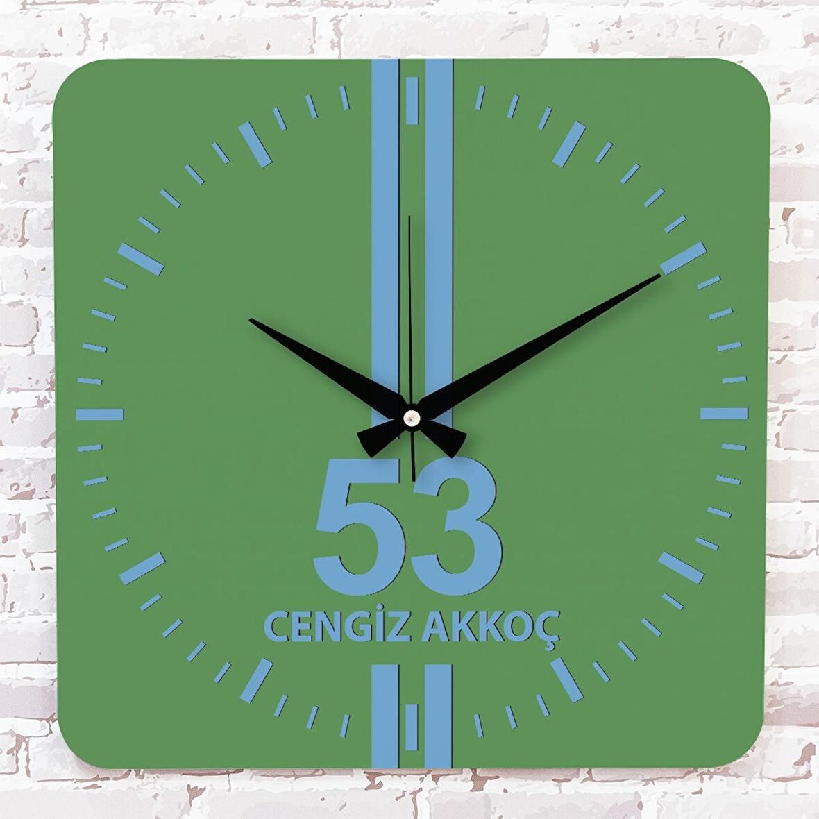 Yeşil & Mavi Rizelilere Özel Ahşap Saat 33cm KA01-1609