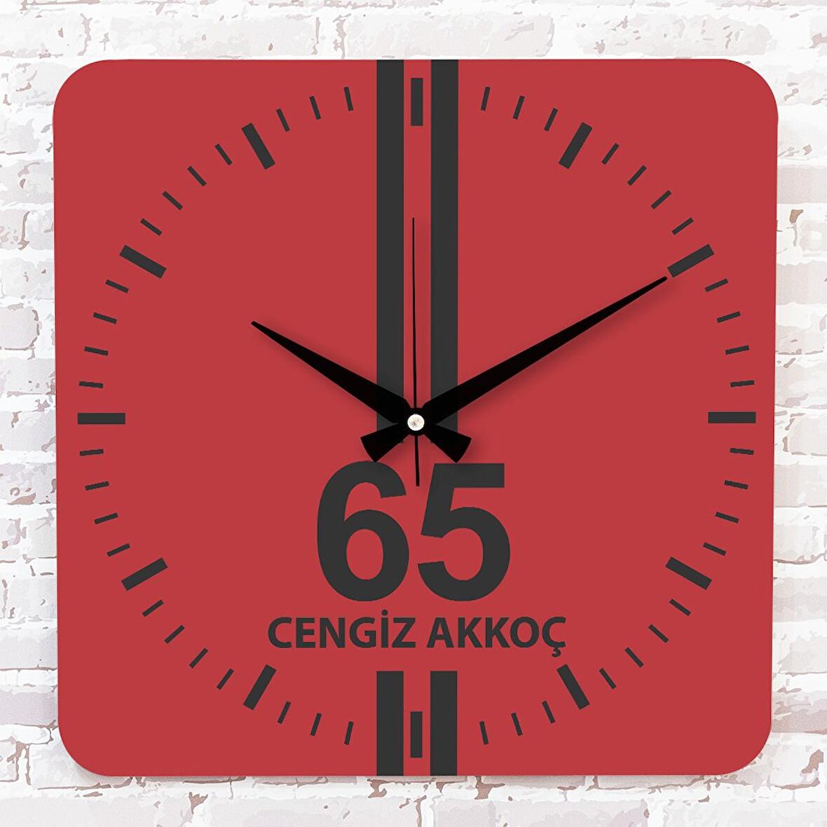 Kırmızı & Siyah Vanlılara Ahşap Saat 33cm KA01-1621