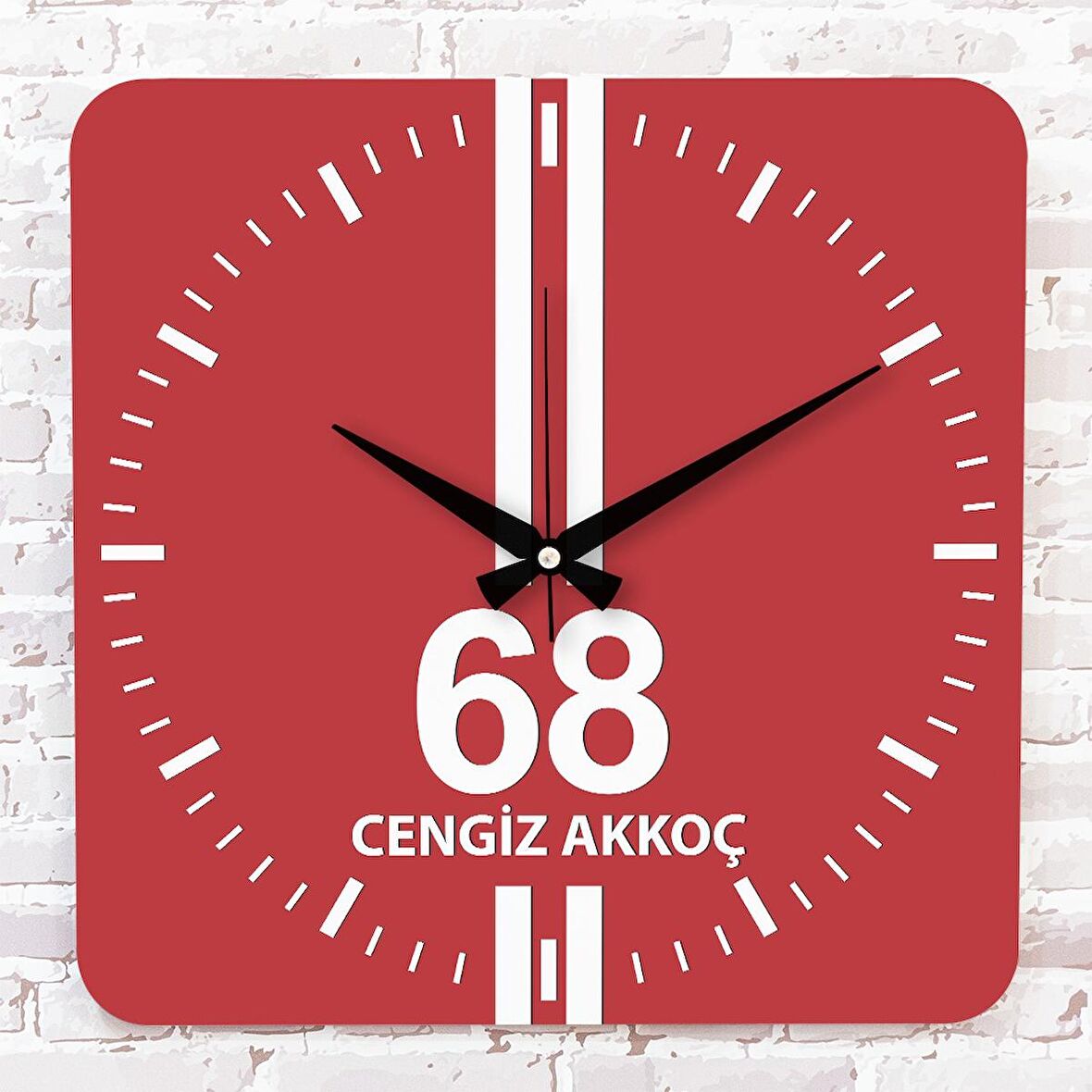 Kırmızı & Beyaz Aksaraylılara Özel Ahşap Saat 33cm KA01-1624