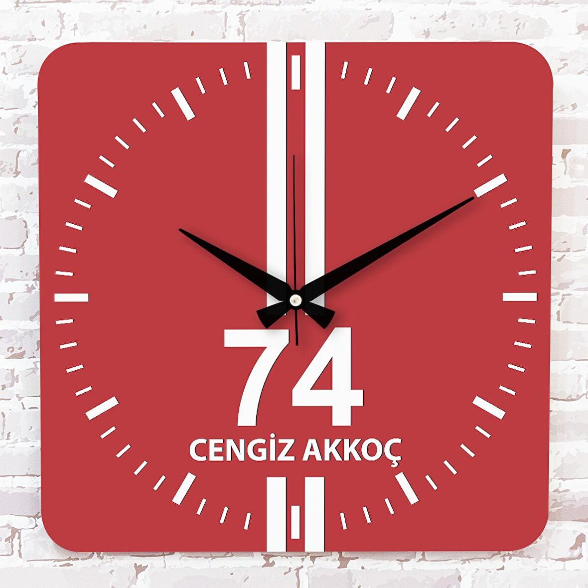 Kırmızı & Beyaz Bartınlılara Özel Ahşap Saat 33cm KA01-1630