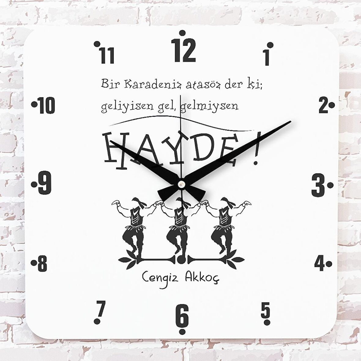 Karadenizliye Hediye Hayde Tasarımlı Ahşap Saat 33cm KA01-1660