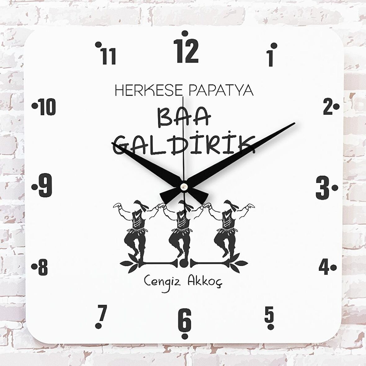 Karadenizliye Hediye Herkese Papatya Baa Galdirik Tasarımlı Ahşap Saat 33cm KA01-1663
