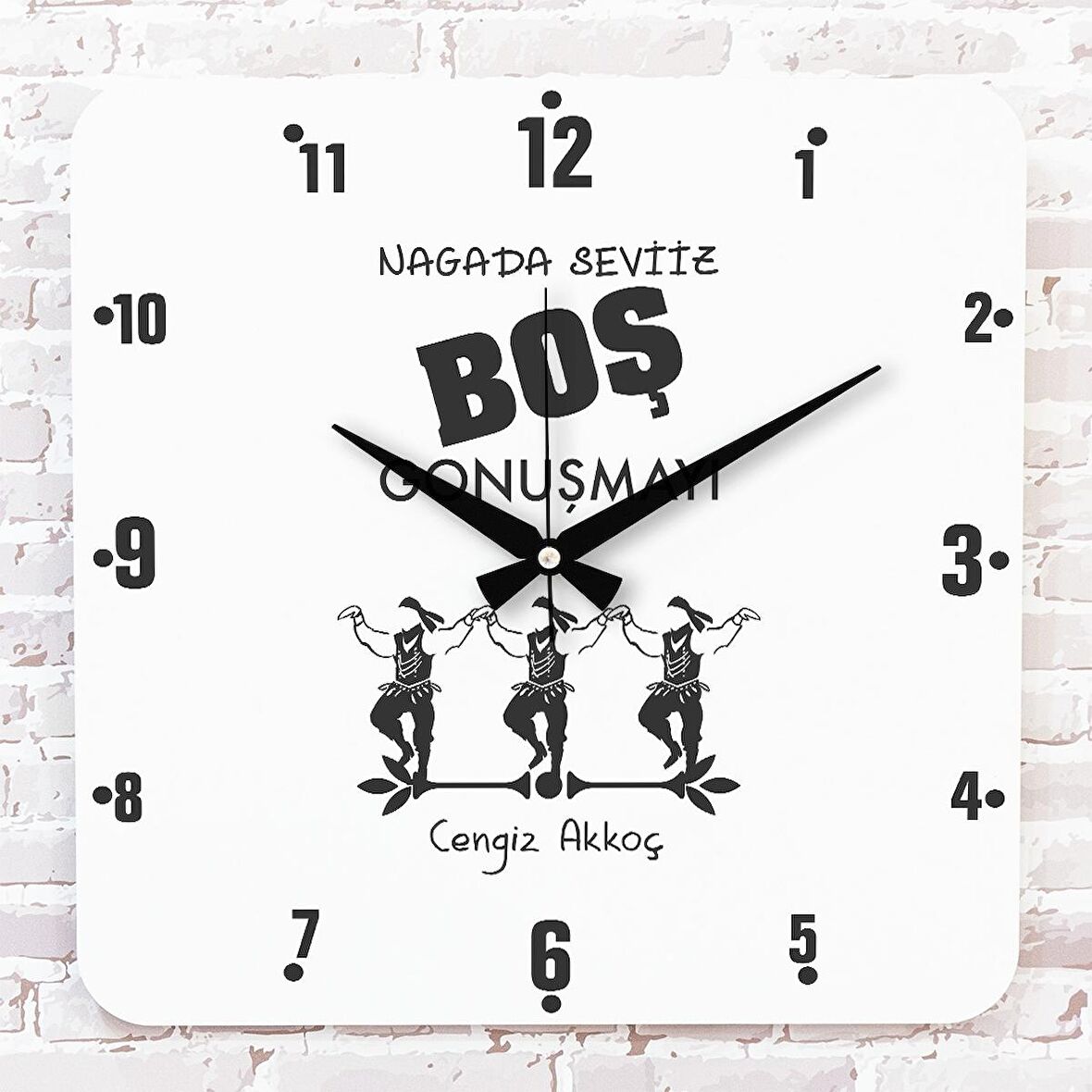 Karadenizliye Hediye Nagada Seviiz Boş Gonuşmayı Tasarımlı Ahşap Saat 33cm KA01-1669