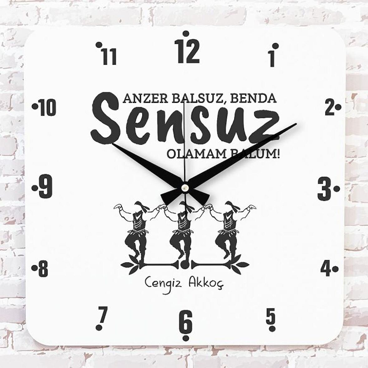 Karadenizliye Hediye Sensuz Olamam Tasarımlı Ahşap Saat 33cm KA01-1674