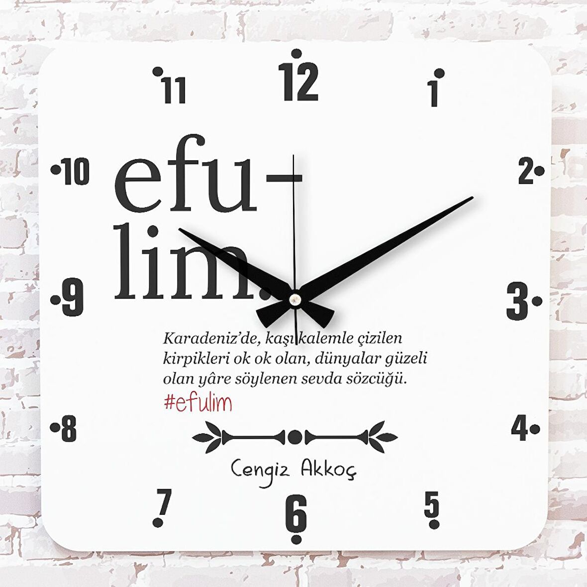 Karadenizliye Hediye Efulim Tasarımlı Ahşap Saat 33cm KA01-1683