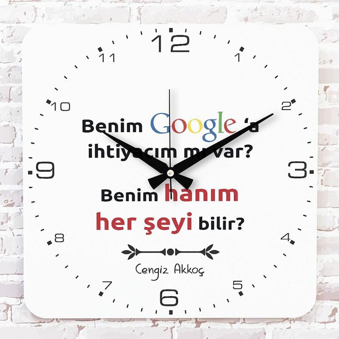 Kişiye Özel Google’a ihtiyacım mı var_ Tasarımlı Hediye Ahşap Saat 33cm KA01-1712