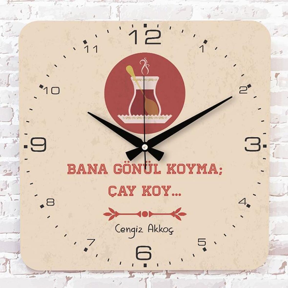 Kişiye Özel Bana gönül koyma, çay koy Tasarımlı Hediye Ahşap Saat 33cm KA01-1716