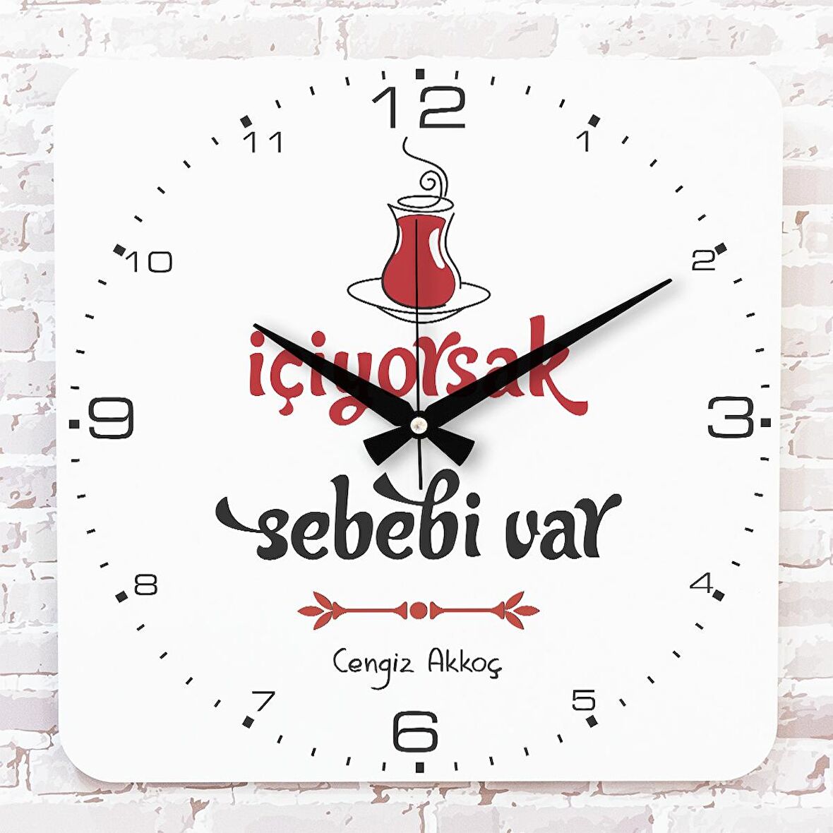 Kişiye Özel İçiyorsak Sebebi Var Tasarımlı Hediye Ahşap Saat 33cm KA01-1720