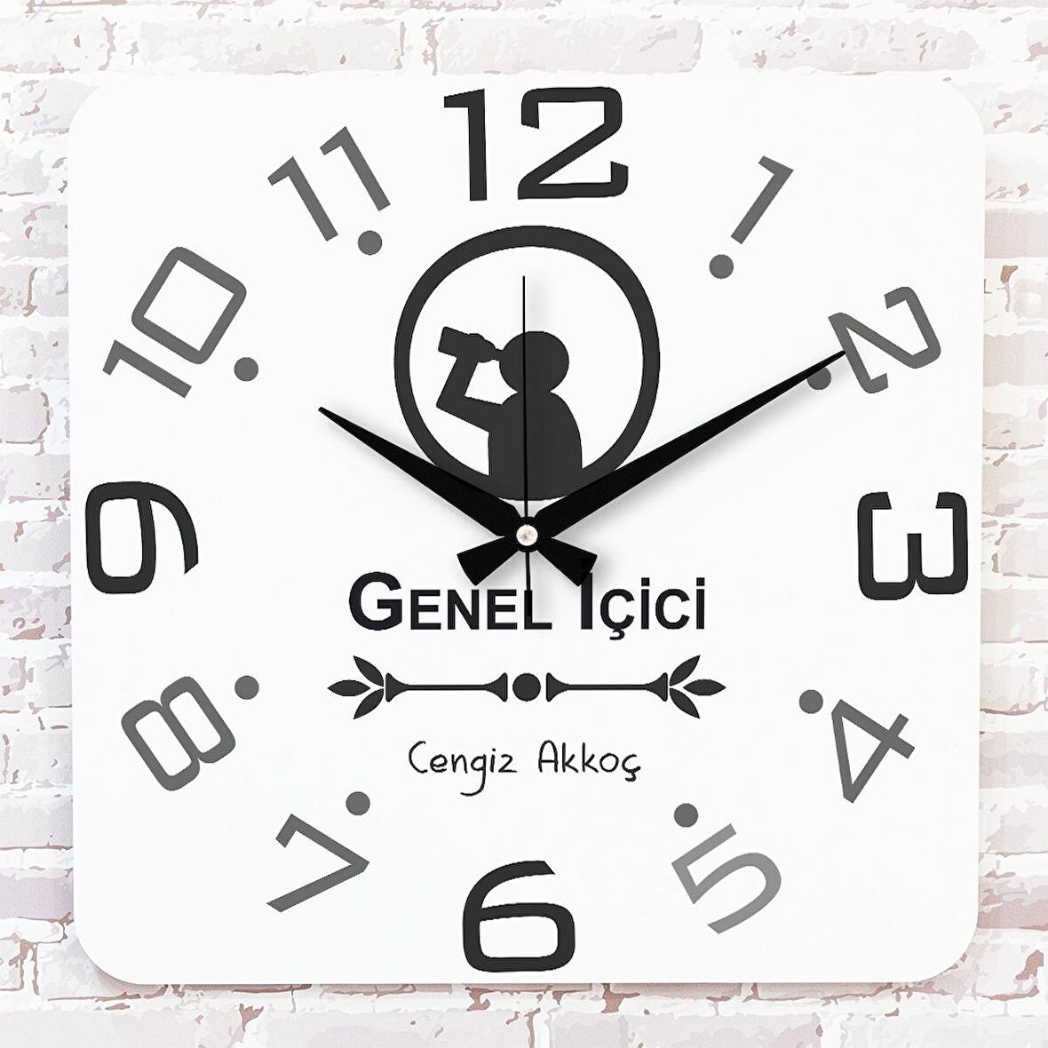 Kişiye Özel Genel İçici Tasarımlı Hediye Ahşap Saat 33cm KA01-1735