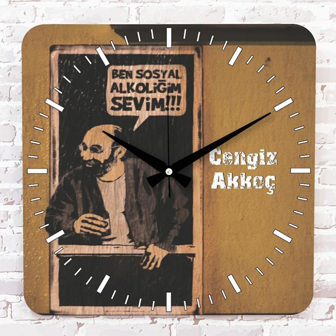 Kişiye Özel Ben sosyal alkoliğim Sevim Tasarımlı Hediye Ahşap Saat 33cm KA01-1744