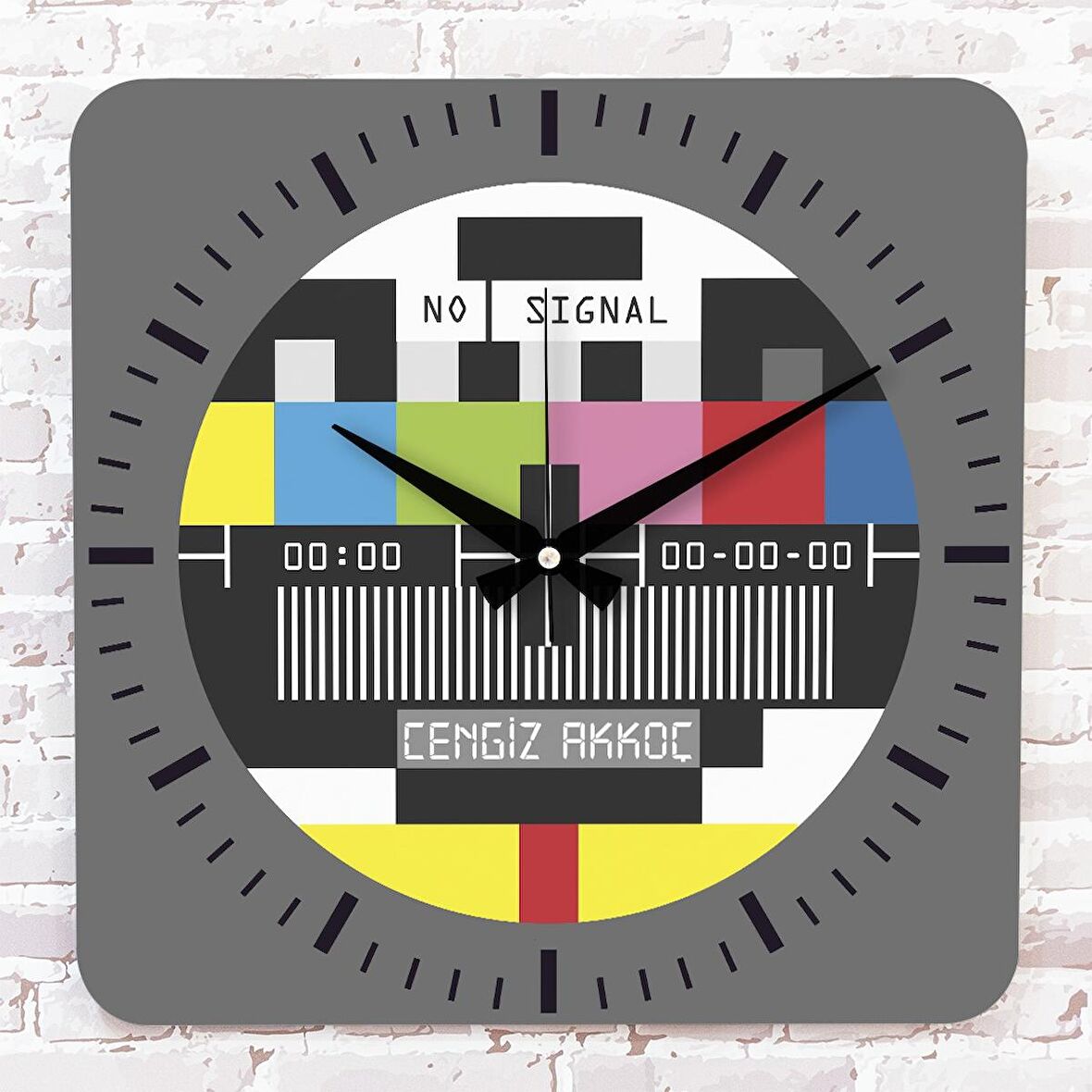 Kişiye Özel No Sinyal Tasarımlı Hediye Ahşap Saat 33cm KA01-1747