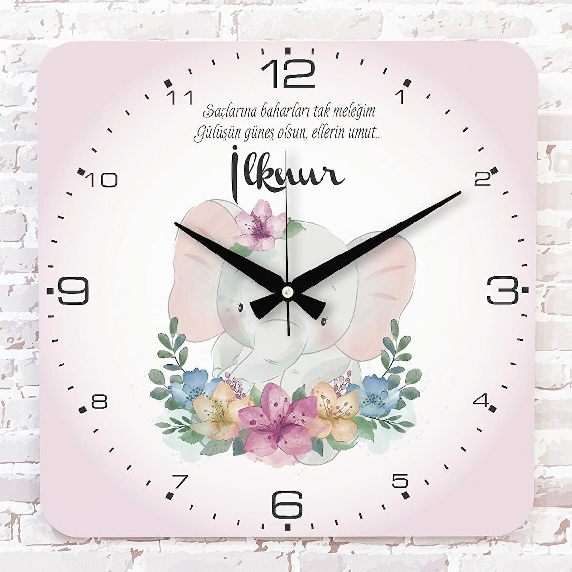 Kişiye Özel Çocuk Odası Hediyesi Ahşap Saat 33cm KA01-1751