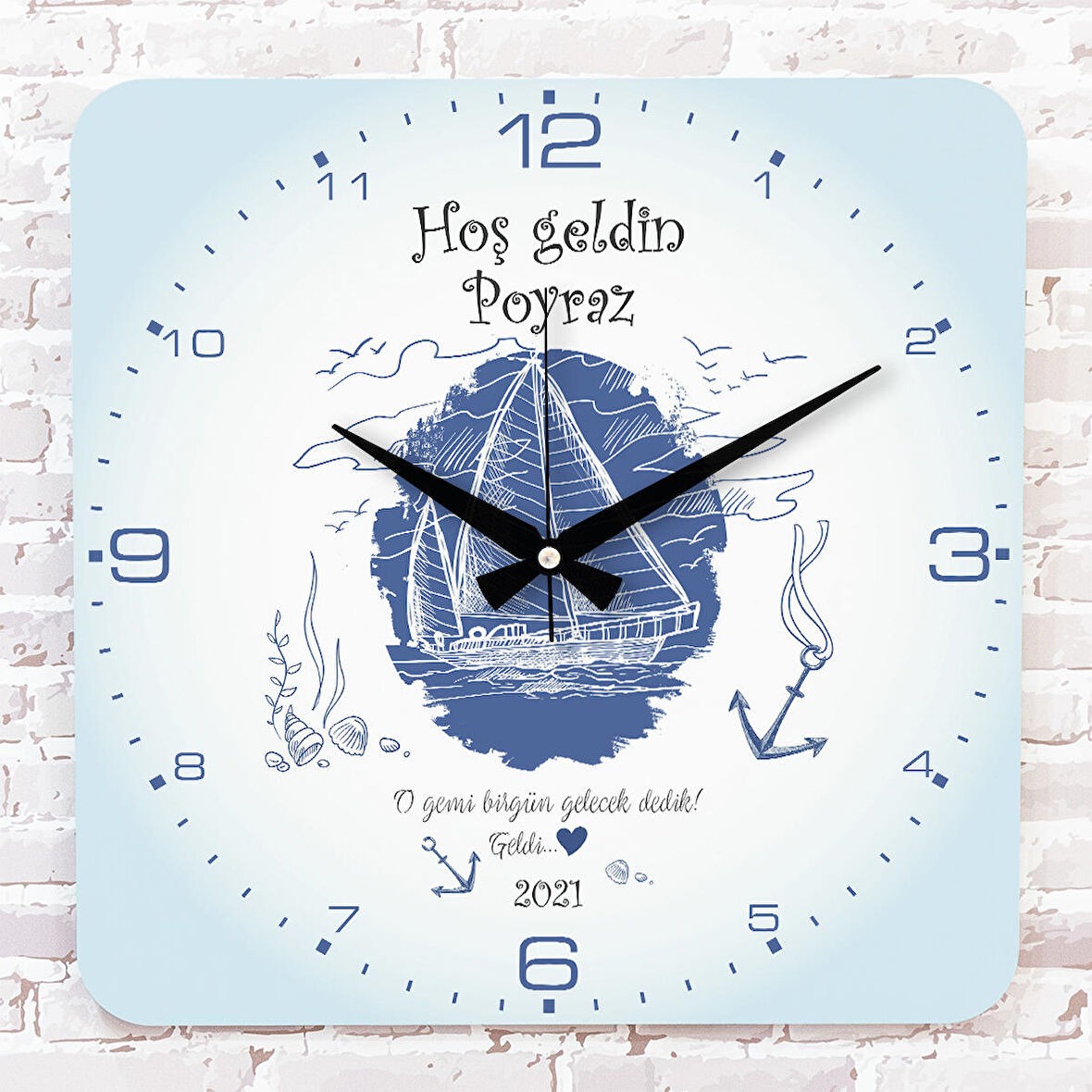 Kişiye Özel Çocuk Odası Hediyesi Ahşap Saat 33cm KA01-1758