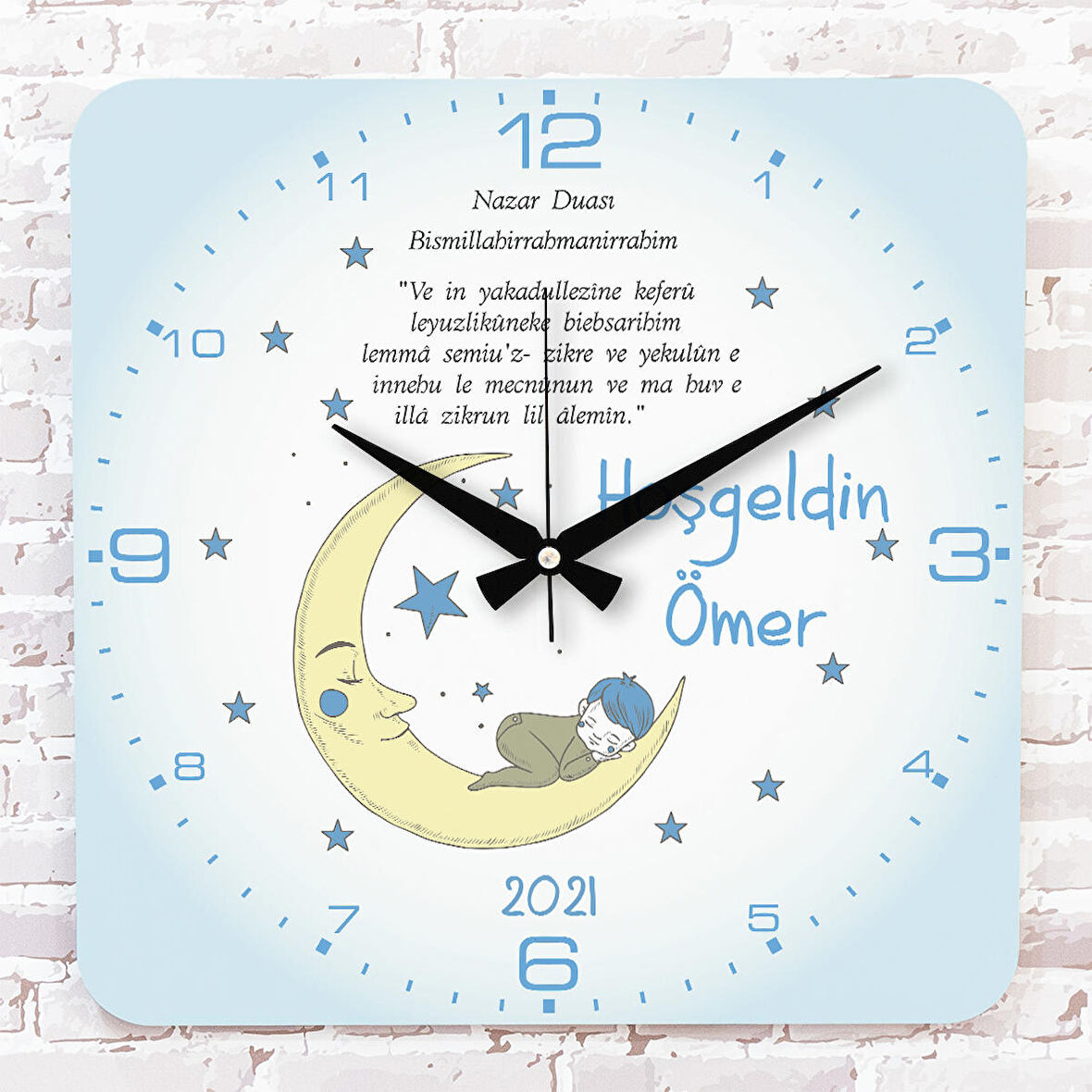 Kişiye Özel Çocuk Odası Hediyesi Ahşap Saat 33cm KA01-1761