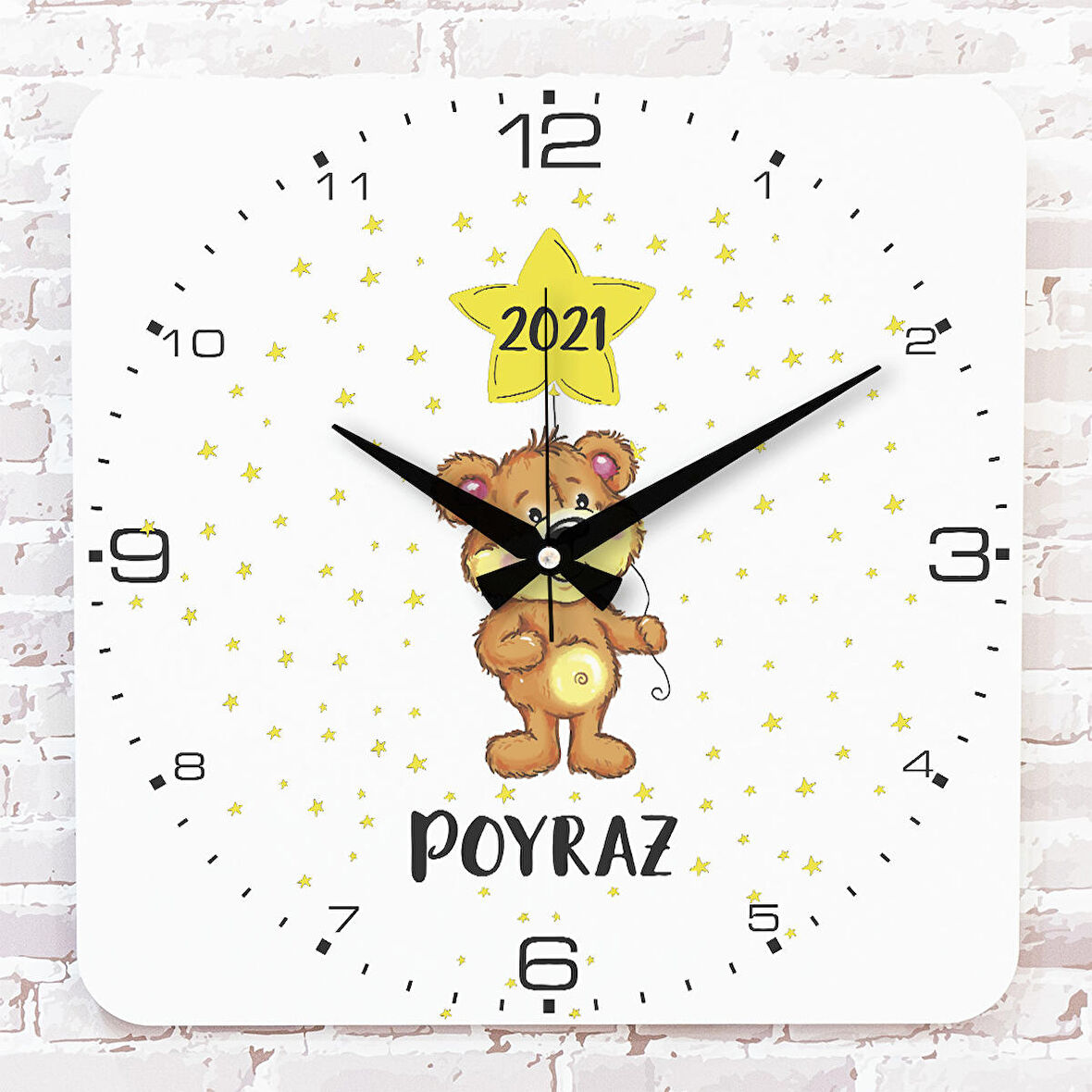 Kişiye Özel Çocuk Odası Hediyesi Ahşap Saat 33cm KA01-1762