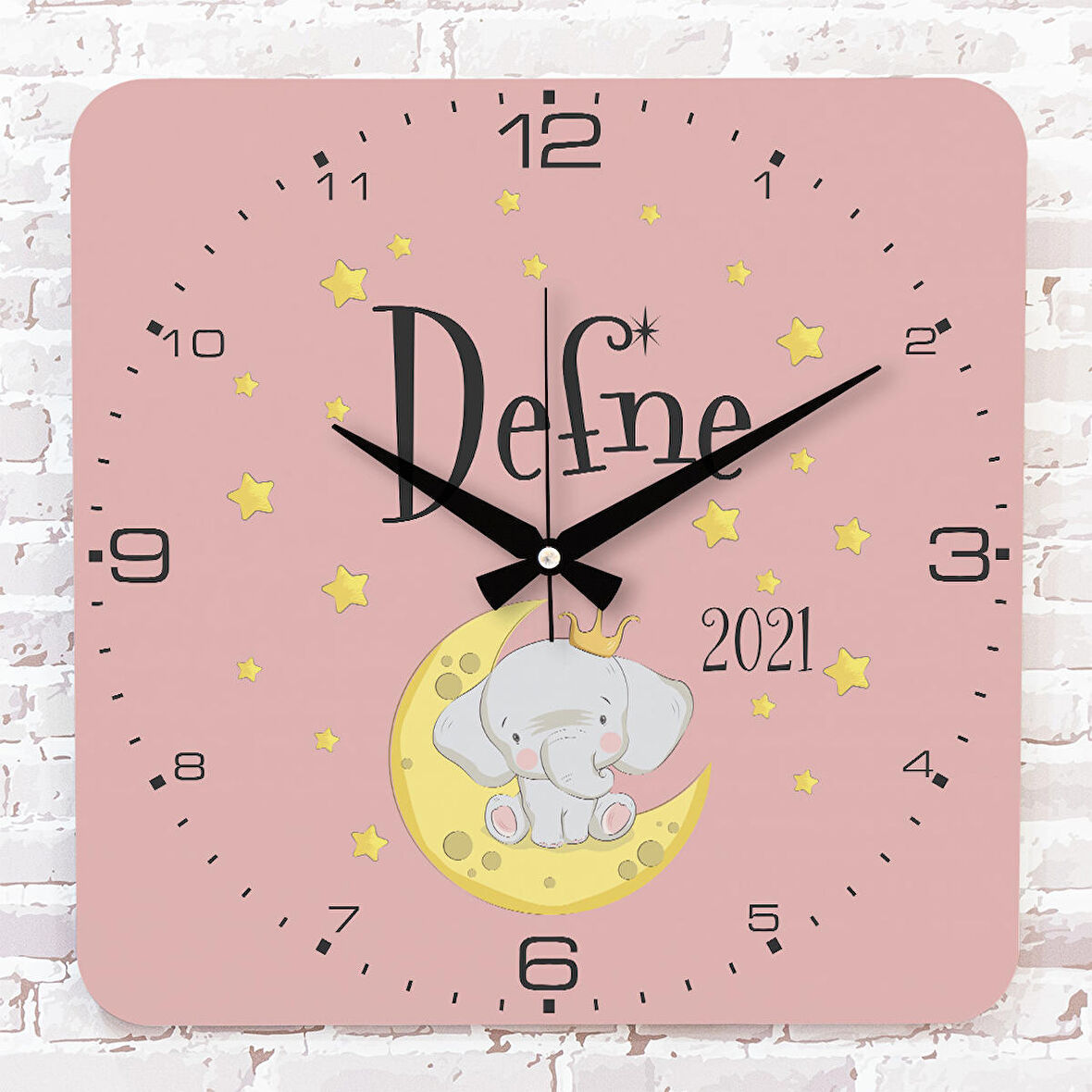 Kişiye Özel Çocuk Odası Hediyesi Ahşap Saat 33cm KA01-1767