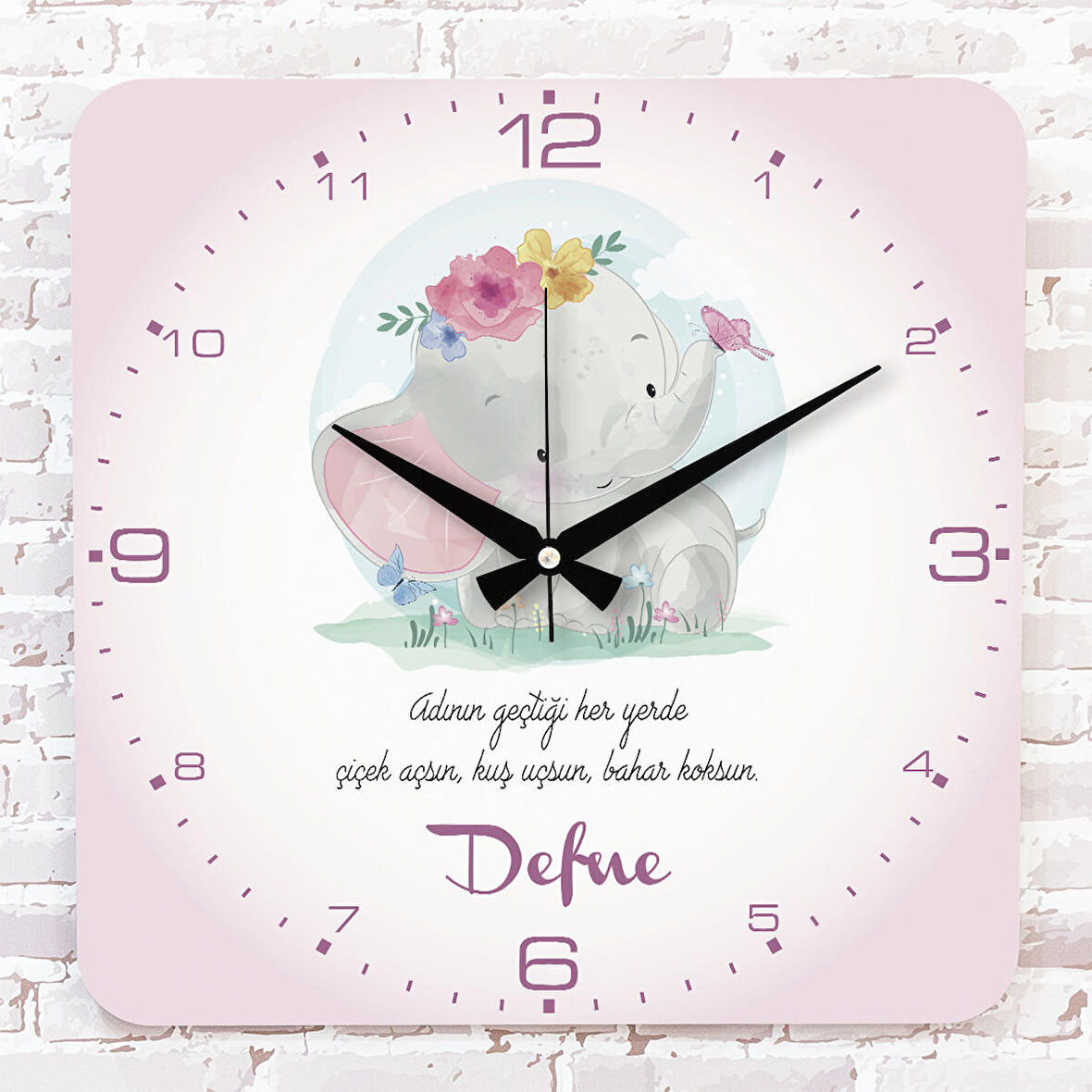 Kişiye Özel Çocuk Odası Hediyesi Ahşap Saat 33cm KA01-1768