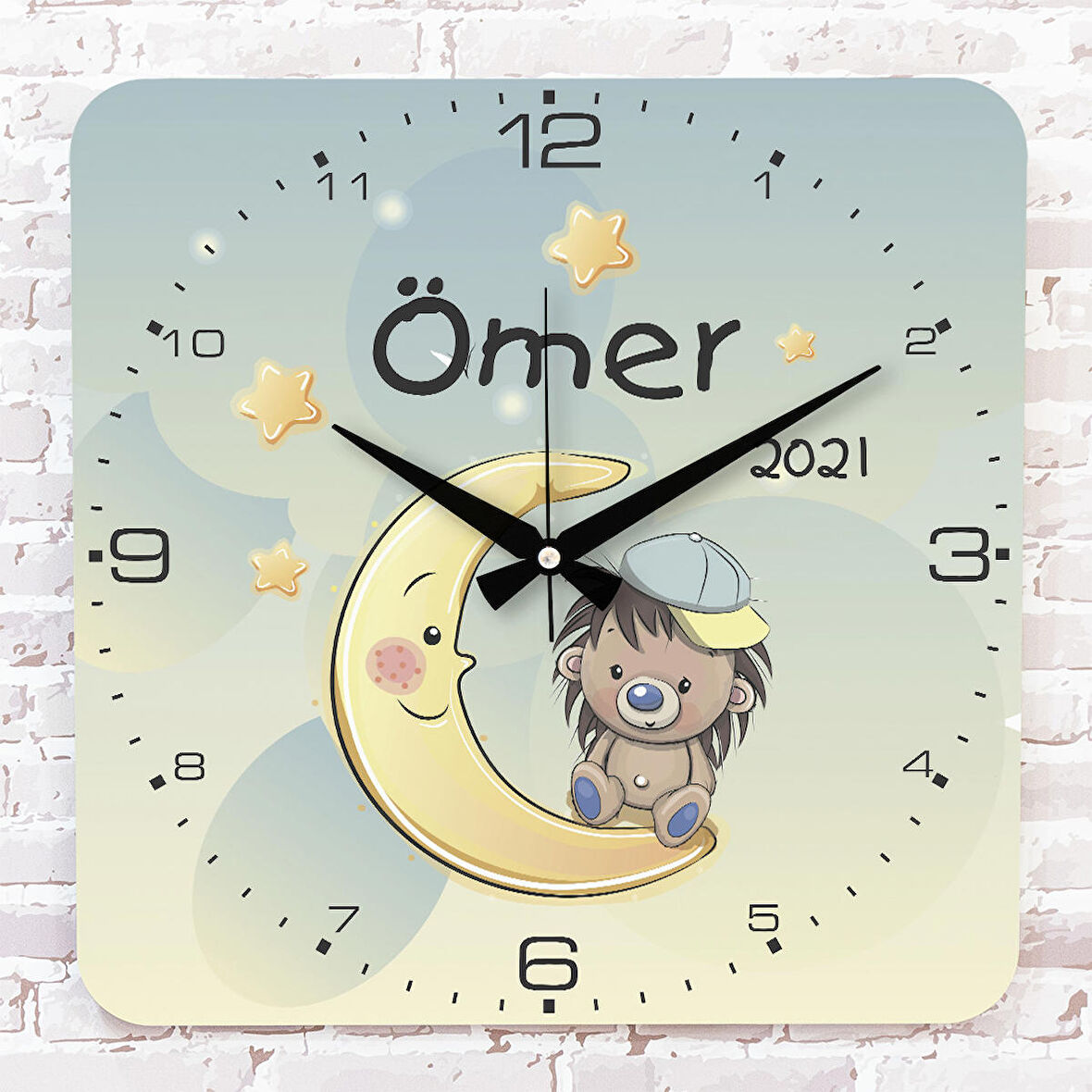 Kişiye Özel Çocuk Odası Hediyesi Ahşap Saat 33cm KA01-1777