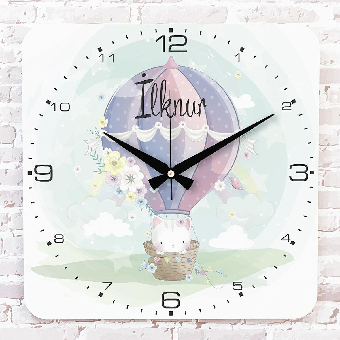 Kişiye Özel Çocuk Odası Hediyesi Ahşap Saat 33cm KA01-1782