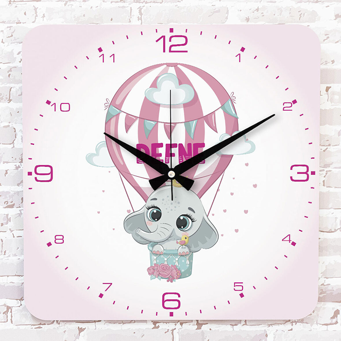 Kişiye Özel Çocuk Odası Hediyesi Ahşap Saat 33cm KA01-1788