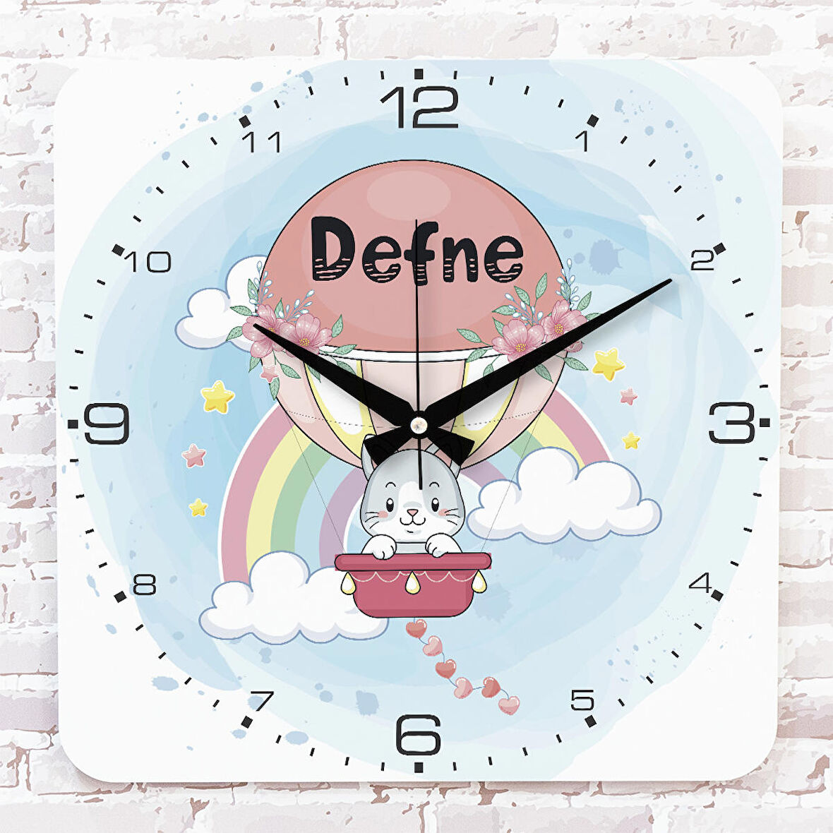 Kişiye Özel Çocuk Odası Hediyesi Ahşap Saat 33cm KA01-1799