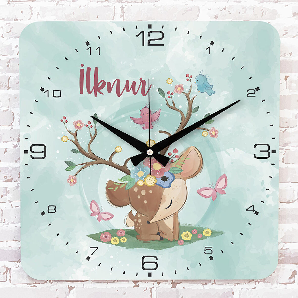 Kişiye Özel Çocuk Odası Hediyesi Ahşap Saat 33cm KA01-1804