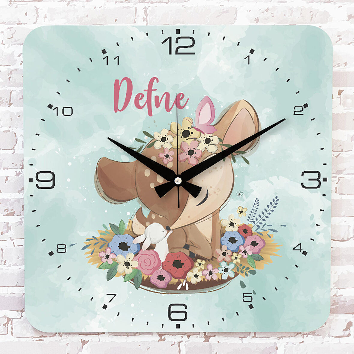 Kişiye Özel Çocuk Odası Hediyesi Ahşap Saat 33cm KA01-1805