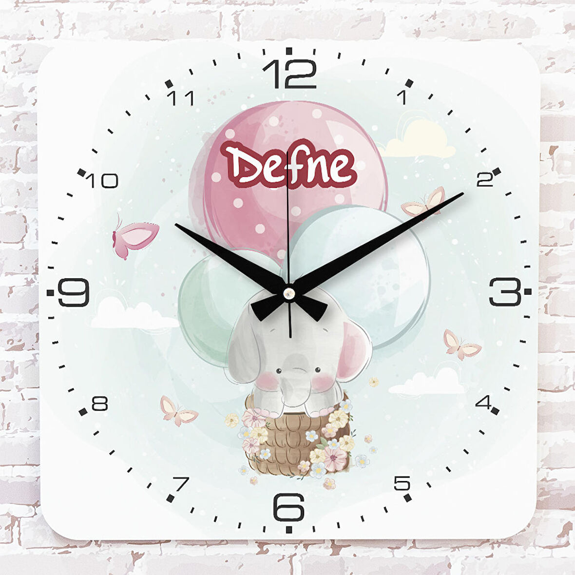 Kişiye Özel Çocuk Odası Hediyesi Ahşap Saat 33cm KA01-1807