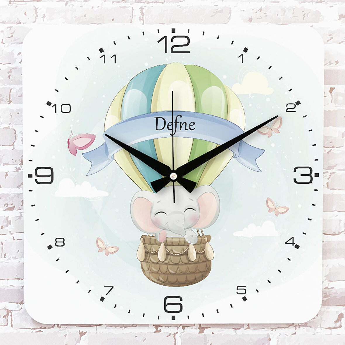 Kişiye Özel Çocuk Odası Hediyesi Ahşap Saat 33cm KA01-1809