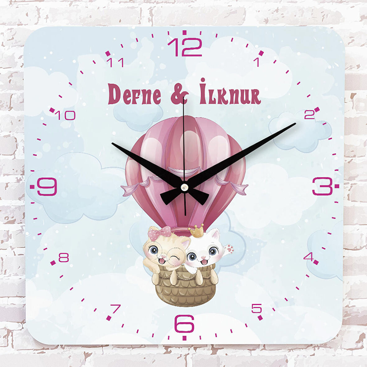 Kişiye Özel Çocuk Odası Hediyesi Ahşap Saat 33cm KA01-1811