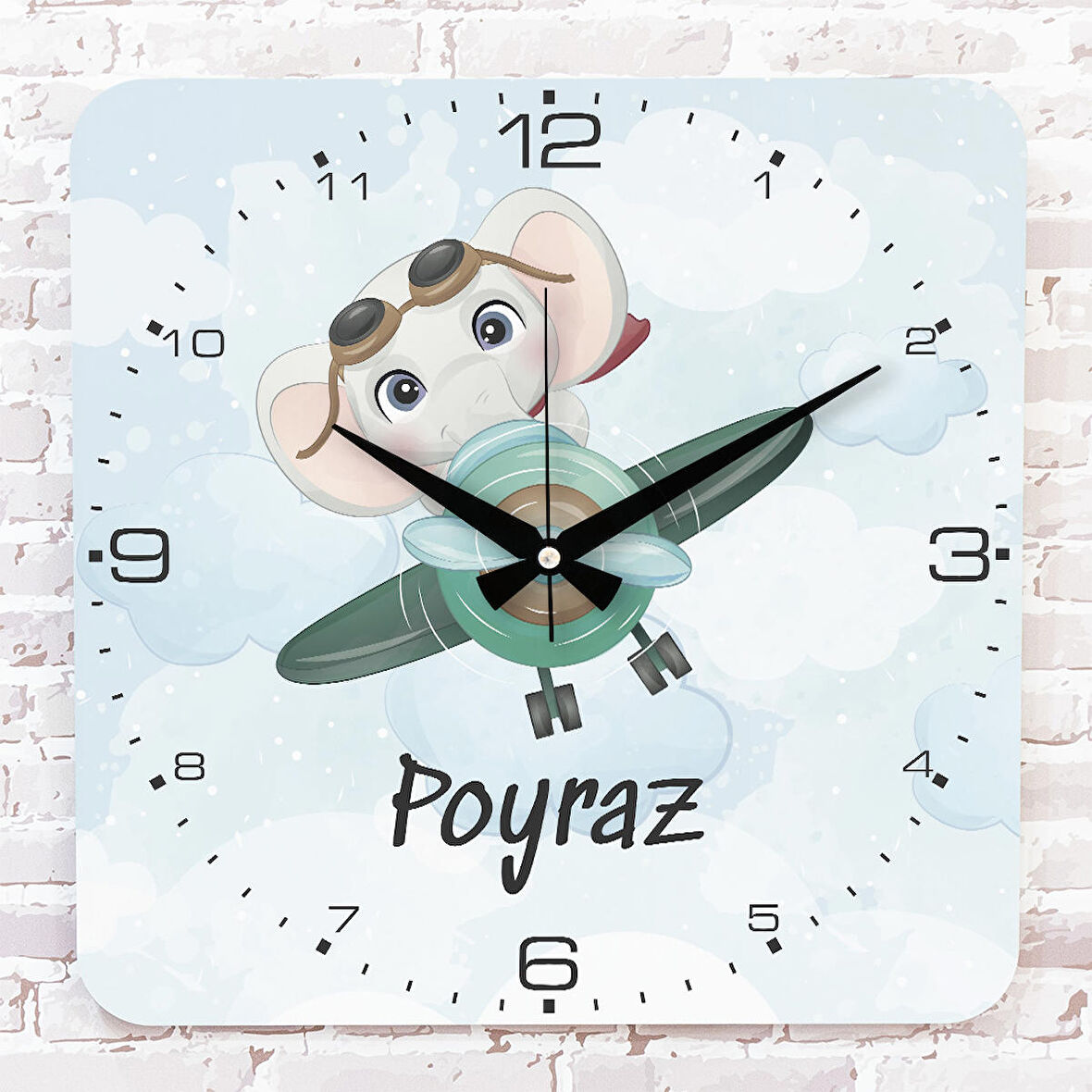 Kişiye Özel Çocuk Odası Hediyesi Ahşap Saat 33cm KA01-1812