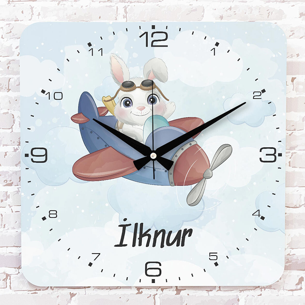 Kişiye Özel Çocuk Odası Hediyesi Ahşap Saat 33cm KA01-1813
