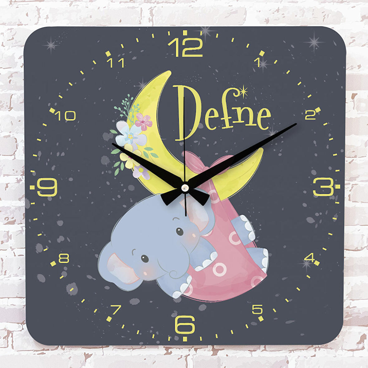 Kişiye Özel Çocuk Odası Hediyesi Ahşap Saat 33cm KA01-1830