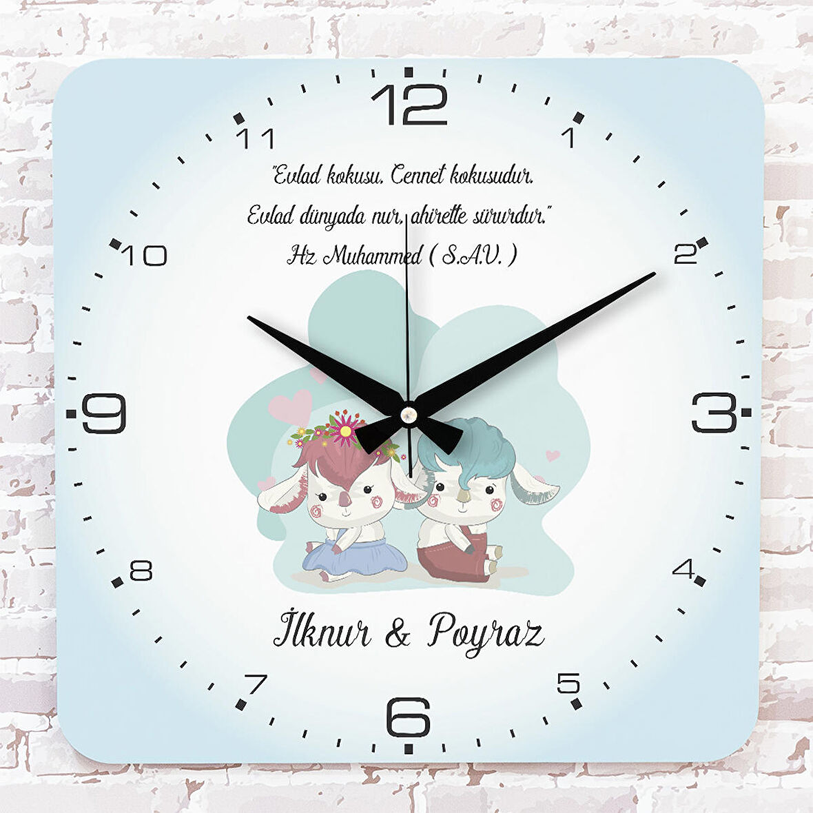Kişiye Özel Çocuk Odası Hediyesi Ahşap Saat 33cm KA01-1833