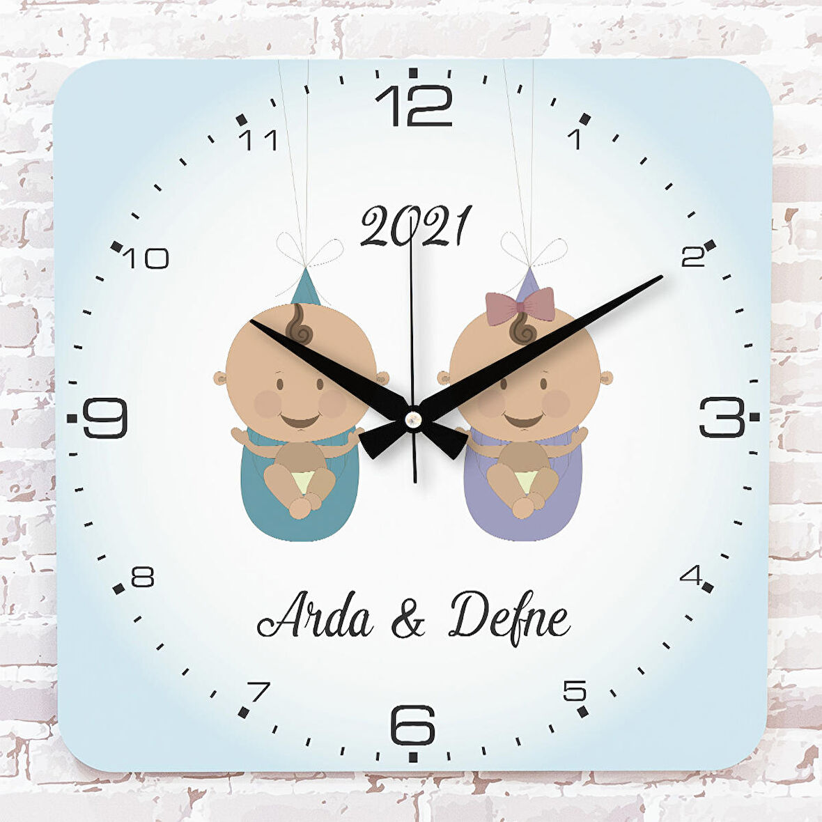 Kişiye Özel Çocuk Odası Hediyesi Ahşap Saat 33cm KA01-1834