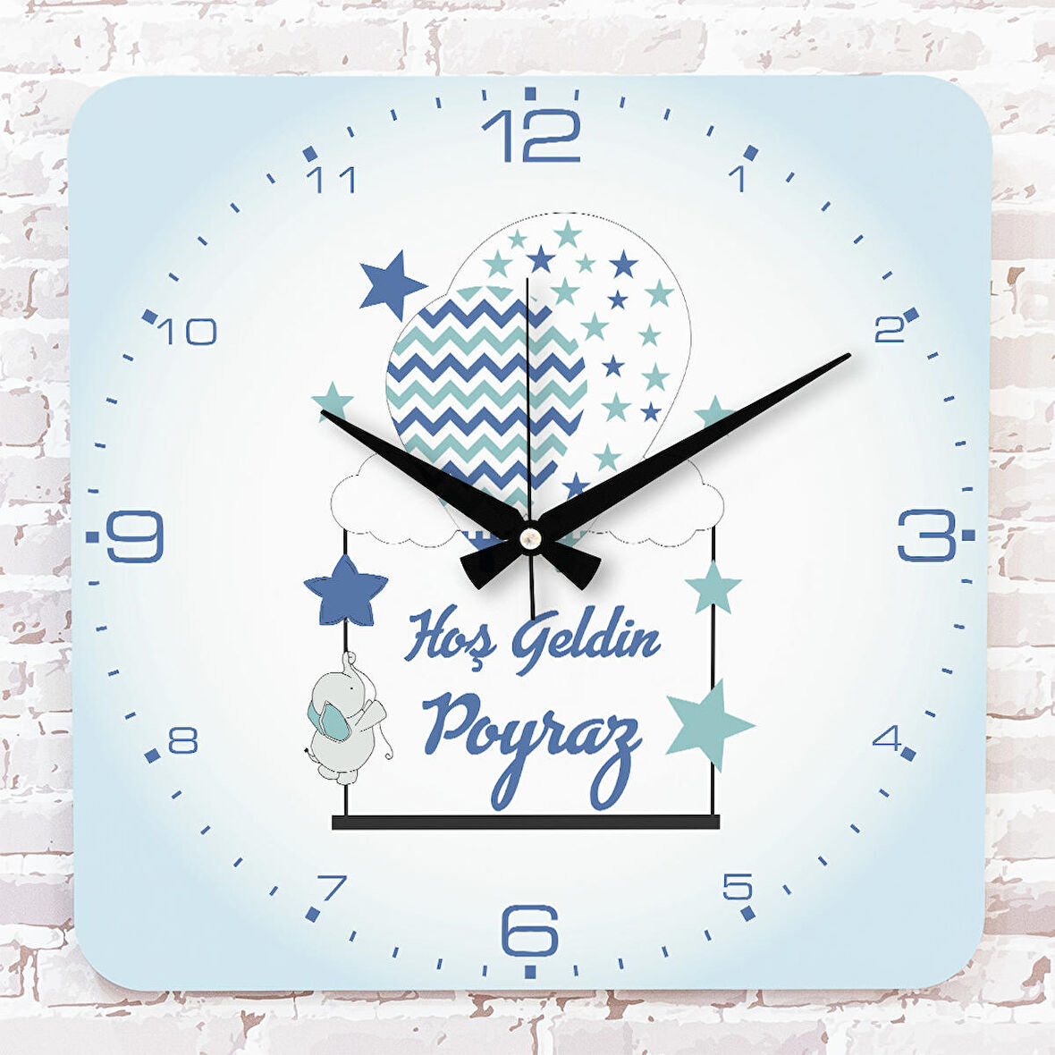 Kişiye Özel Çocuk Odası Hediyesi Ahşap Saat 33cm KA01-1836